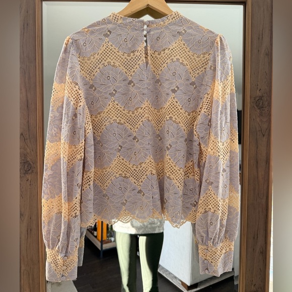 Anthropologie Dolan Left Coast Lace Mock Neck Blouse - Picture 6 of 7